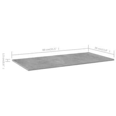 vidaXL Dodatne police za omaro 4 kosi betonsko sive 80x30x1,5 cm