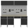 vidaXL Set delovnih omar s predalom s shranjevanjem 10 pcs Črna
