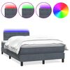 vidaXL Box spring postelja z vzmetnico LED temno siva 120x210 cm žamet