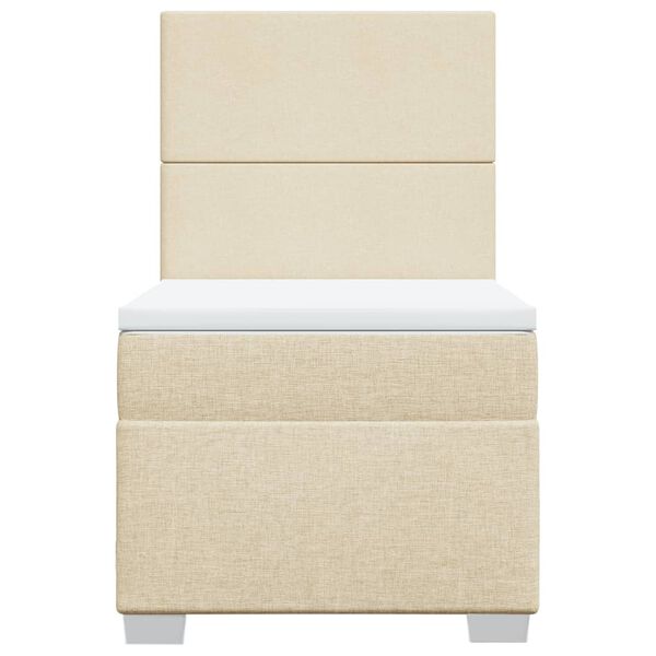 vidaXL Box spring postelja z vzmetnico krem 100x200 cm blago