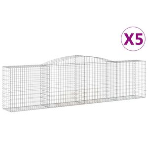 vidaXL Obokane gabion ko&scaron;are 5 kosi 400x50x100/120cm pocinkano železo
