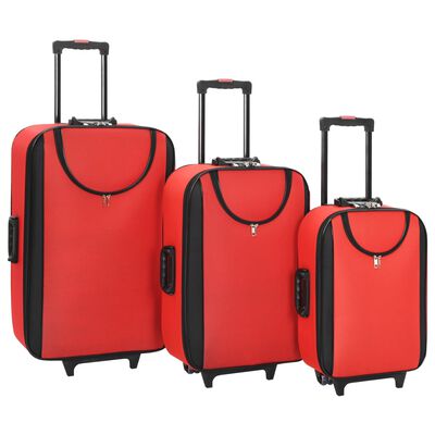 vidaXL Mehki potovalni kovčki 3 kosi rdeče oksford blago