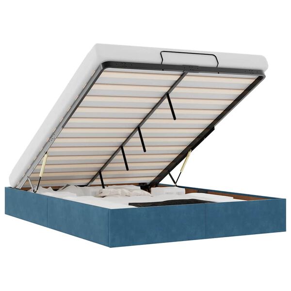 vidaXL Otomanski posteljni okvir brez vzmetnice Temno modra 140x190 cm