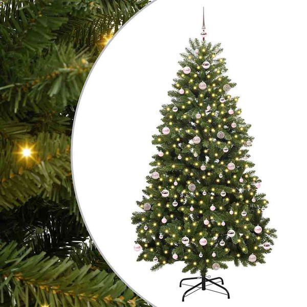 vidaXL Umestno božično drevo med 300 LED Zelena 240 cm PVC in kovina