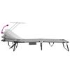 vidaXL Zložljiv ležalnik z blazino 1-oseba Siva 56 x 190 x 81cm blago