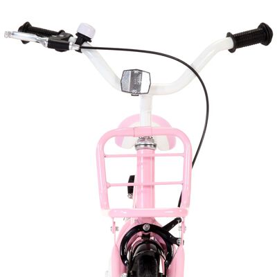 vidaXL Otroško kolo s prednjim prtljažnikom 12" belo in roza
