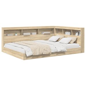 vidaXL Polica postelja sonoma hrast 160 x 200 cm Konstruiran les