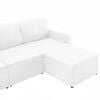 vidaXL Modularni kavč trosed z ležiščem belo umetno usnje