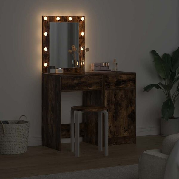 vidaXL Toaletna mizica 2 pcs Rjava 50 x 41 x 135 cm Konstruiran les