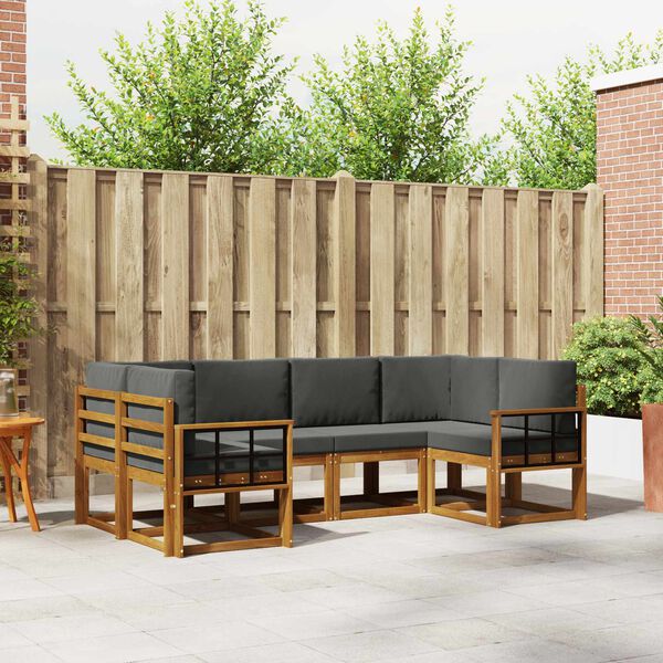 vidaXL Zunanja garnitura za sedenje 6 pcs Naravna in antracitna