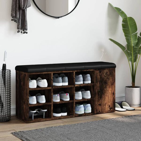 vidaXL Klop za čevlje dimljen hrast 102x32x50 cm inženirski les