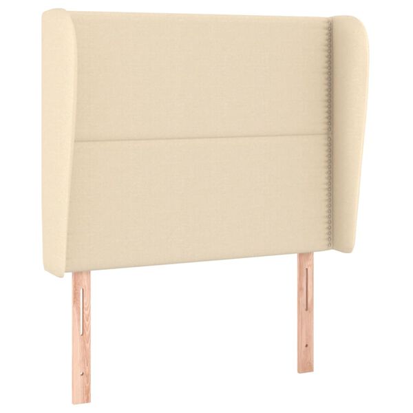 vidaXL Vzglavje z u&scaron;esi krem 103x23x118/128 cm blago