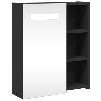 vidaXL Kopalniška omarica z ogledalom z LED lučko črna 45x13x52 cm
