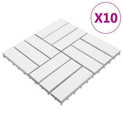 vidaXL Talne plošče 10 kosov bele 30x30 cm trden akacijev les