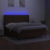 vidaXL Box spring postelja z vzmetnico LED temno rjava 160x200cm blago