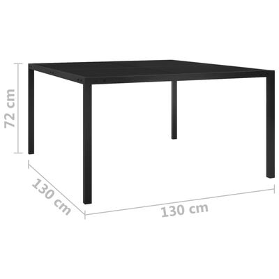 vidaXL Vrtna miza 130x130x72 cm črna jeklo in steklo