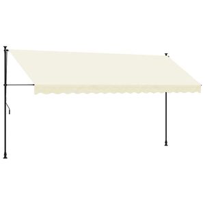vidaXL Zložljiva tenda krem 400x150 cm tkanina in jeklo