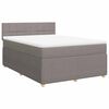 vidaXL Box spring postelja z vzmetnico taupe 140x190 cm blago