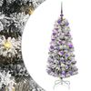 vidaXL Umetno Zložljivo Božično Drevo 150 LED Zelena in Bela 120 cm