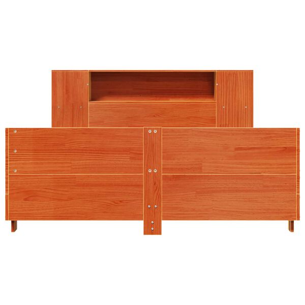 vidaXL Postelja brez vzmetnice vo&scaron;čeno rjava 140x200 cm trdna borovina