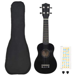 vidaXL Otro&scaron;ki ukulele soprano s torbo črn 21"