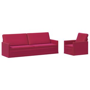vidaXL Kavčna garnitura 2 pcs Vinorodna rdeča Žamet