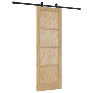 vidaXL Drsna vrata Naravna in črna 73,5 x 211 cm Trdna borovina