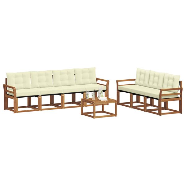 vidaXL Zunanja garnitura za sedenje z blazino 8 pcs Naravna in smetana