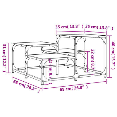 vidaXL Klubska mizica rjavi hrast 68x68x40 cm inženirski les