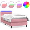 vidaXL Box spring postelja z vzmetnico LED roza 80x210 cm žamet