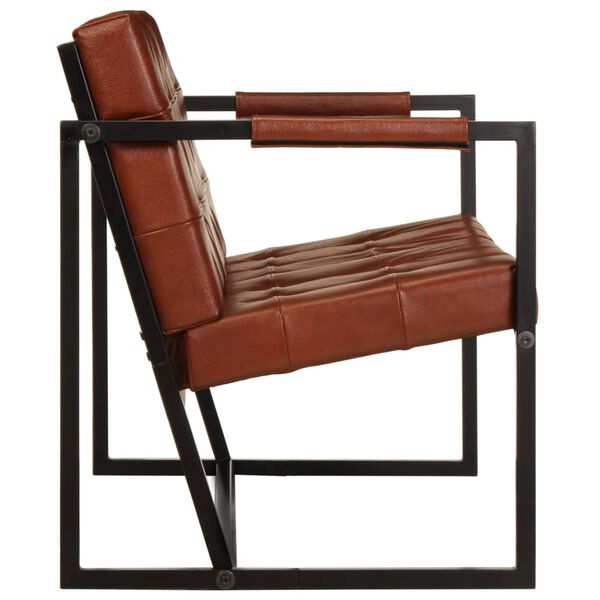 vidaXL Kavč dvosed rjav iz pravega kozjega usnja