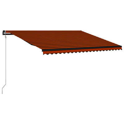 vidaXL Zložljiva tenda s senzorjem LED 500x300 cm oranžna in rjava
