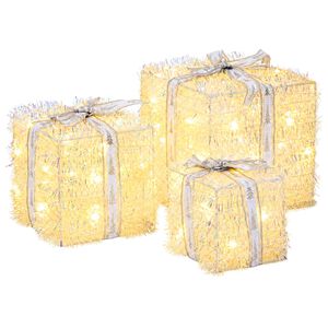 vidaXL Osvetljena božična darilna &scaron;katla 3 kos 64 LED Toplo bela