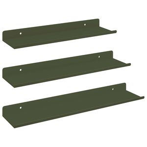 vidaXL Ležeča polica 3 pcs Oljčno zelena 40 x 9 x 2,5 cm Jeklo
