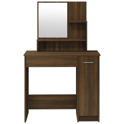 vidaXL Toaletna mizica z ogledalom rjavi hrast 86,5x35x136 cm