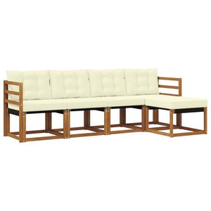 vidaXL Zunanja garnitura za sedenje z blazino 5 pcs Naravna in smetana