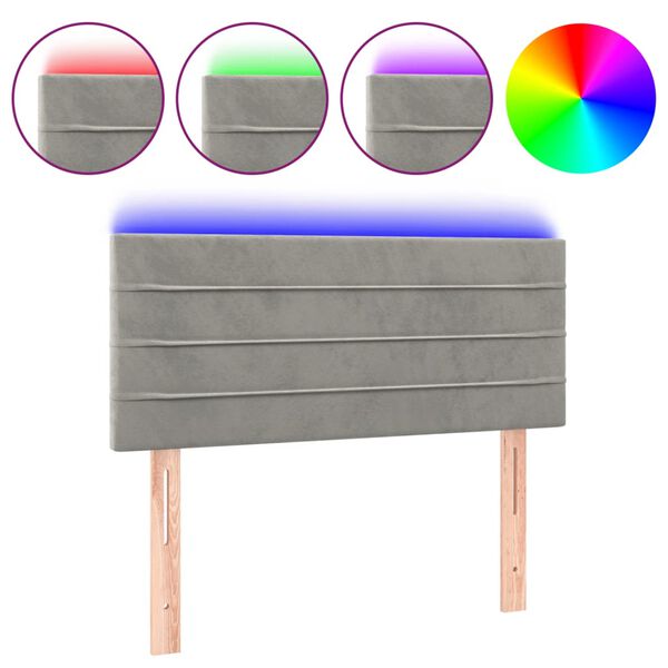 vidaXL LED posteljno vzglavje svetlo sivo 100x5x78/88 cm žamet