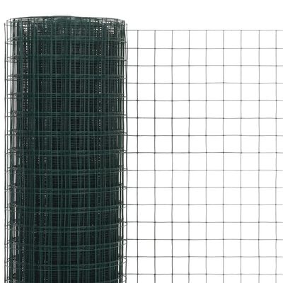 vidaXL Žična mreža za ograjo jeklo s PVC oblogo 25x0,5 m zelena