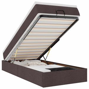 vidaXL Otomanski posteljni okvir z vzmetnico rjav 100x200 cm blago