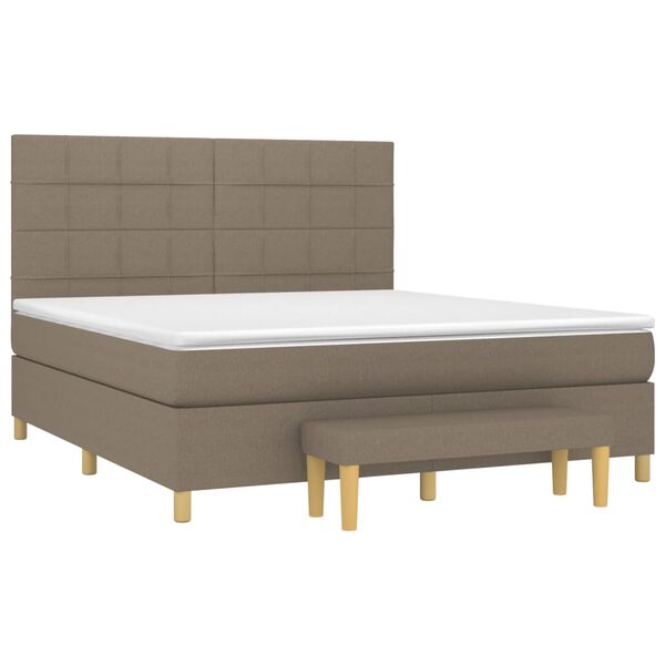 vidaXL Box spring postelja z vzmetnico taupe 160x200 cm blago