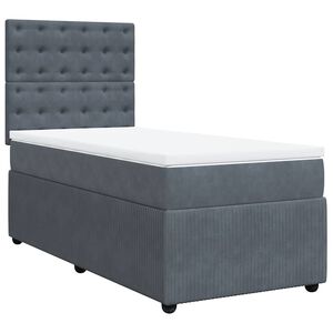 vidaXL Box spring postelja z vzmetnico temno siva 100x200 cm žamet