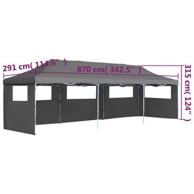 vidaXL Zložljiv pop-up vrtni šotor s 5 stranicami 3x9 m antraciten