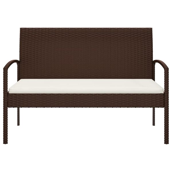 vidaXL Vrtna klop z blazino rjava 105 cm poli ratan