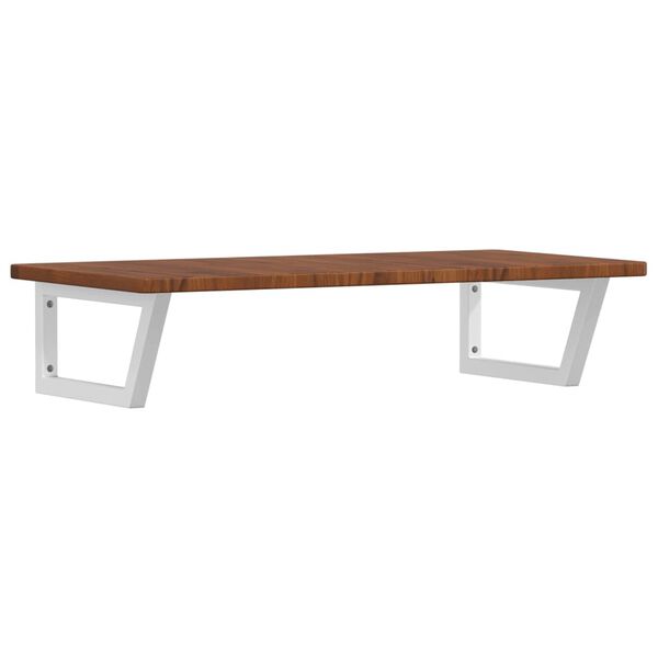 vidaXL Stenska polica za umivalnik jeklo in trdna hrastovina