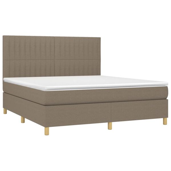 vidaXL Box spring postelja z vzmetnico LED taupe 180x200 cm blago