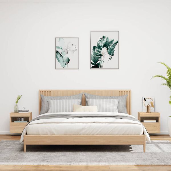 vidaXL Stenske TV omarice z LED 2 kosa sonoma hrast 40x30x40 cm