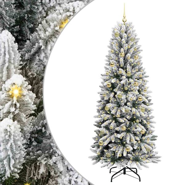 vidaXL Umestno božično drevo med 300 LED z stojalom Bela 210 cm