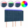 vidaXL LED posteljno vzglavje temno modro 147x16x118/128 cm žamet