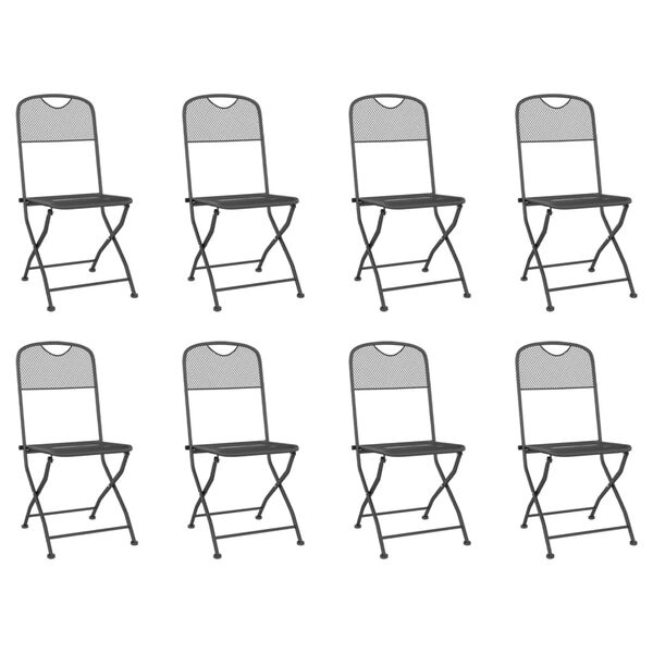 vidaXL Vrtna jedilna garnitura 9-delna antracitna kovinska mreža