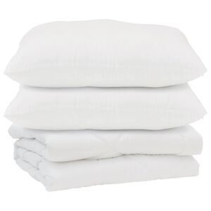 vidaXL Odeja z blazino 3 pcs Bela Mikrofibra